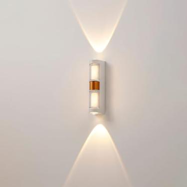 Imagem de Candeeiros de parede LED para ambientes externos, IP65, à prova d'água, de alumínio, arandelas externas, iluminação para cima e para baixo, luzes de parede internas/externas para varanda e pátio da