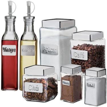 Imagem de Conjunto Galheteiro Em Vidro Transparente 7 Peças Euro Home, Vidro, Tr