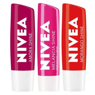 Imagem de NIVEA Hidratante Labial Shine Kit  Amora + Morango + Melancia, Kit