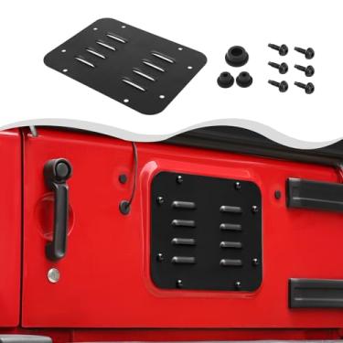 Imagem de HTHE Alumínio Wrangler JK Placa de enchimento de pneu sobressalente Tampa da placa de ventilação do plugue da porta traseira e plugues e parafusos de borracha durável apto para Jeep Wrangler JK JKU