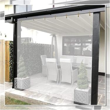 Imagem de Lonas De Plástico Transparente Para Uso Pesado à Prova D'água Gazebo Tarpaulin Resistência Ao Rasgo Cortina Externa à Prova De Vento Para Telhado, Camping, Deck, Varanda, Pát, Clear, 2x3.5m