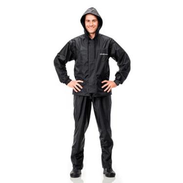Imagem de Capa De Chuva Motoqueiro Nylon Pantaneiro Com Capuz, P, Preto