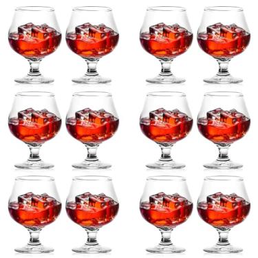 Imagem de ninesung Copos para beber Brandy Bourbon Whiskey Cognac Scotch, excelente copo de cristal sem chumbo para coquetel, pode ser lavado na lava-louças, 326 g (conjunto de 12)