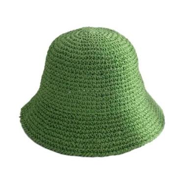 Imagem de Chapéu De Palha Feminino Para Praia, Verão, Aba Larga, Estilo Pescador