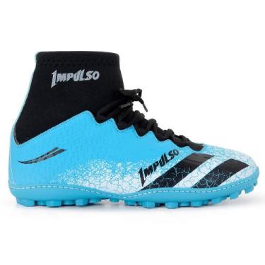 Imagem de Chuteira cano alto botinha society adulto juvenil - impulso, Azul bran