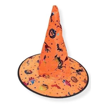 Imagem de Chapéu Bruxa Estampado Morcego Estrela e Teia Halloween - D' Presentes