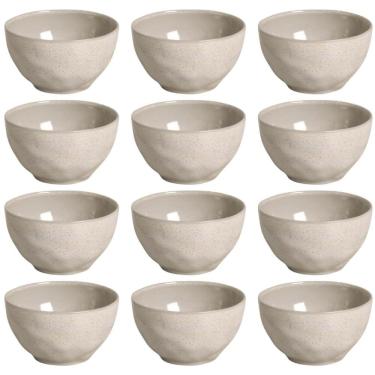 Imagem de 12 Bowls Cerâmica 558ml Off White Cumbuca Orgânica Latte Porto Brasil Porções