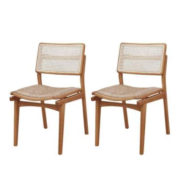 Imagem de Conjunto Com 2 Cadeiras Madeira Eva Premium Milano Imbuia Natural