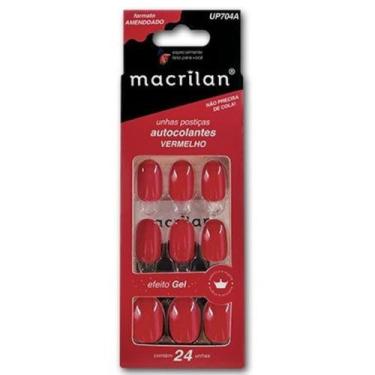 Imagem de Unhas Autocolantes Amendoado UP704A Médio Vermelho -Macrilan