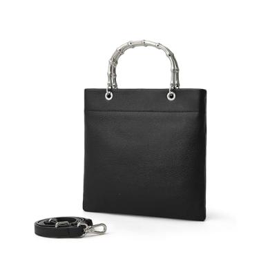 Imagem de DAILANDO Bolsas femininas com alça superior de couro legítimo, bolsa transversal pequena com alça removível, Preto, Small