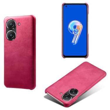 Imagem de Capa para Asus ZenFone 10,Proteção contra quedas,Casca de volta de cor sólida simples,Design de couro de imitação de plástico-Rose