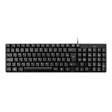 Imagem de Teclado Com Fio Compacto Sem Marca Conexão Usb Cabo de 120cm Resistente Água Preto - TC193BU