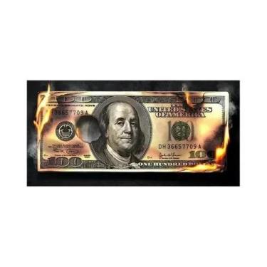 Imagem de Pintura Em Tela Moderna Abstrata De Notas De Cem Dólares, Decoração De