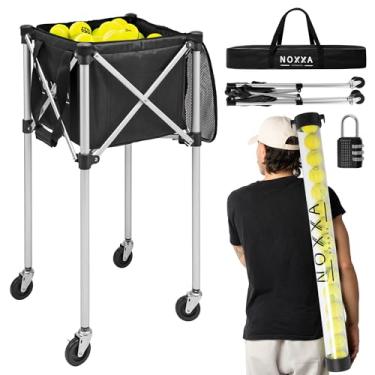 Imagem de NOXXA Cesta de bola de tênis e pickleball com tubo de captação – Hopper de bola de tênis Pickleball com rodas, capacidade de 150 bolas de tênis ou 120 bolas de pickleball, interno e externo