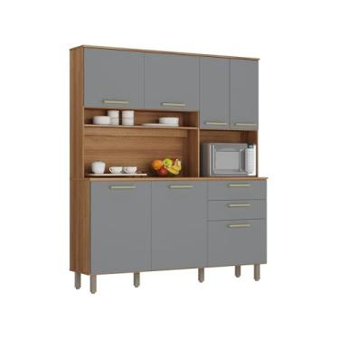 Imagem de Kit Cozinha Completa 7 Portas 2 Gavetas Com Balcão Armário Aéreo Compacto Moderno Multifuncional Grande