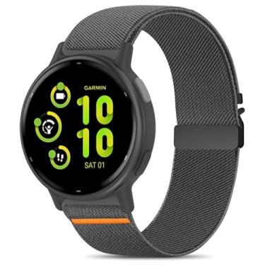 Imagem de Sunnyson Pulseiras elásticas de 20 mm compatíveis com Garmin Vivoactive 5/6/Forerunner 55/165, pulseira de relógio de nylon macio elástico para paraquedas para Venu Sq/Sq 2/2 Plus, mulheres e homens