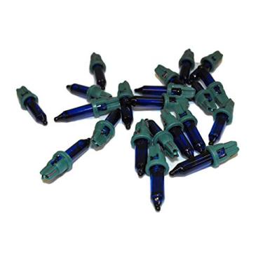 Imagem de 20 mini lâmpadas incandescentes de vidro azul de Natal de 0,435 watts de 2,5 volts com base verde da JL Missouri Parts Style D Base