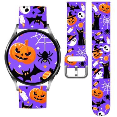 Imagem de Vieeki Pulseiras femininas de relógio Halloween Pumpkin compatíveis com Samsung Galaxy Watch 7, 6, 5, 4, 5 Pro (45 mm), 4 Classic (46 mm)/3 (41 mm)/Active 2, pulseira de silicone de substituição com