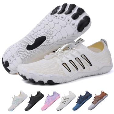 Imagem de Tênis de caminhada descalço feminino, masculino, unissex, respirável, antiderrapante para caminhada, bico largo, para caminhadas, corrida, ioga e esportes aquáticos, Branco e preto, 15 Wide Women/13