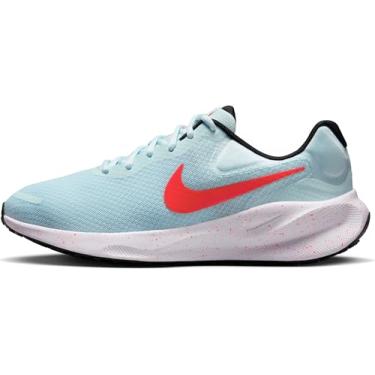 Imagem de Nike Tênis de corrida feminino Revolution 7 Road, Azul glaciar carmesim brilhante, preto e branco, 35