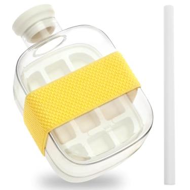 Imagem de Kit de garrafa de cubo de gelo, copo de molde de gelo multiuso, fácil de limpar, nova bandeja de cubos de gelo com tampa e recipiente para suco e bebidas (500 ml)