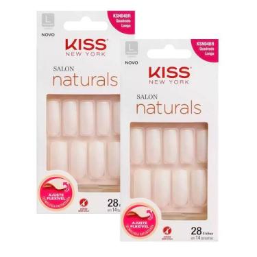 Imagem de Kit 2 Unhas Postiças Kiss New York Salon Naturals Tamanho Quadrado Lon