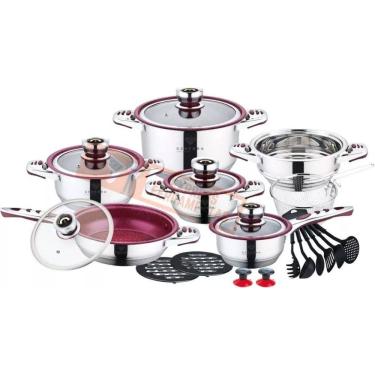 Imagem de Jogo De Panela Vermelha Antiaderente/Fogão Indução