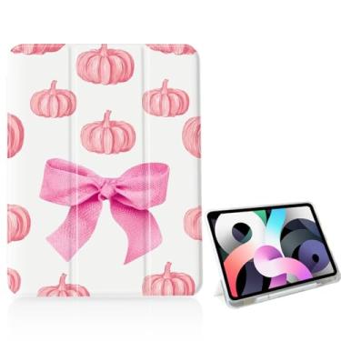 Imagem de Capa com laço de abóbora rosa de Halloween para iPad de 11 polegadas (chip A16) 2025 geração 11ª/iPad 11 polegadas 2022 10ª geração com suporte para lápis e hibernar/despertar automático, capa