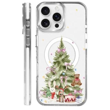 Imagem de Goodsprout Capa para iPhone 15 Pro, compatível com MagSafe. O silicone TPU transparente protege a capa de telefone de quedas, escorregões e impressões digitais. Laço de boneca de presente de árvore de