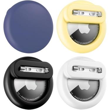 Imagem de Wowwat Compatível com suporte Apple Air Tags para crianças, pacote com 4 capas ocultas com pino de segurança, antiperda para crianças, bebês, idosos, bagagem, sapatos, roupas - preto + branco +