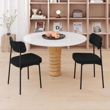 Imagem de Conjunto 2 Cadeiras de Jantar Mynna Boucle Est.Preta - Metalig