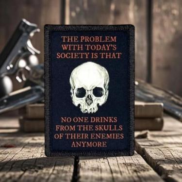 Imagem de Today's Society... Patch de caveira, 1 peça de adesivos de meme engraçados, remendo de moral militar tático com suporte de gancho de fixador, acessórios fofos para mochilas, coletes, jaquetas, jeans