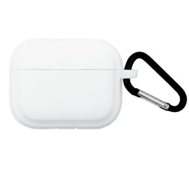 Imagem de Capa protetora para AirPods Pro 3 2025, capa de silicone listrada 3D com clipe mosquetão, compatível com AirPods Pro 3ª geração (branca)