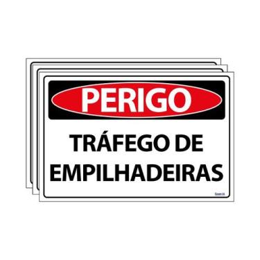 Imagem de Combo 3 Placas De Sinalização Perigo Tráfego De Empilhadeiras 30x20 Ec