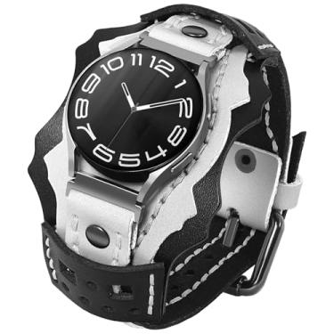 Imagem de VIQIV Pulseira de couro feminina compatível com Samsung Galaxy Watch 7/6/5/4/FE Active 2 de 40 mm e 44 mm/Watch 4 6 Classic de 43 mm, 47 mm, 42 mm e 46 mm/Watch 5 Pro de 45 mm, pulseira de couro