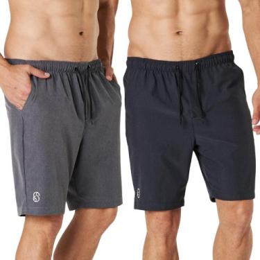 Imagem de Kit 2 Bermudas Casual Melange Microfibra Elastano Slim Fit - Shenus, P