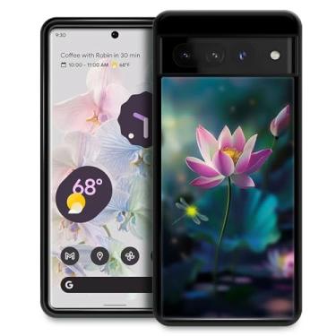 Imagem de CARLOCA Capa compatível com Google Pixel 7 Pro, capa de flor de lótus libélulas para Google Pixel 7 Pro para meninas e mulheres, capa de proteção antiarranhões à prova de choque com design gráfico