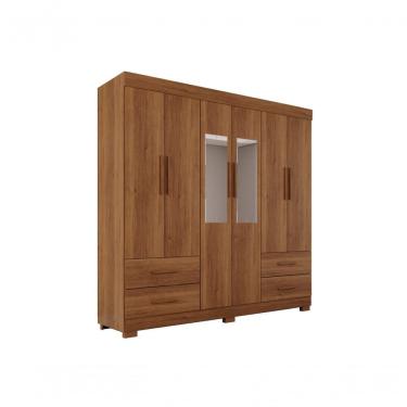 Imagem de Guarda Roupas Casal Texas 6 Portas 4 Gavetas Com Espelho Salleto Cinamomo