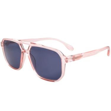 Imagem de SOPHILY Óculos de sol Square Reader para homens e mulheres, lente dupla, piloto, lentes completas, óculos de leitura UV400, para dirigir ao ar livre, armação rosa transparente + lente cinza, + 1,75