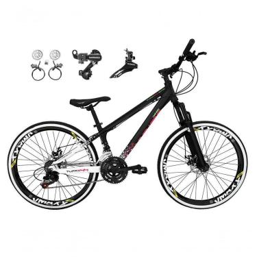 Imagem de Bicicleta Aro 26 Vikingx Tuff X44 Preto/branco 21v Câmbios Shimano Tz Freios Hidráulicos Aros Vmaxx Pretos