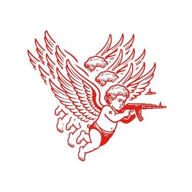 Imagem de Adesivos de vinil anjo com metralhadora para adultos, adesivos à prova d'água para garrafas de água, adesivos de laptop e telefone, decalques de vinil divertidos à prova d'água (3 peças, 7,6 cm)