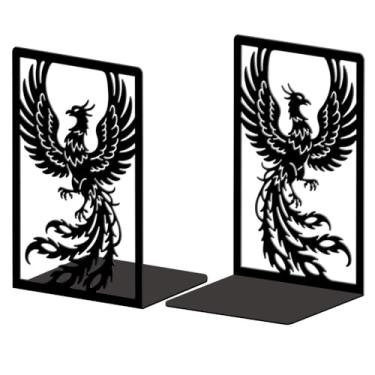 Imagem de Peacoblue Suportes de livros de metal para prateleiras, tampas de livros de estudo resistentes decorativas modernas para escritório, mesa, prateleira, sala 13,5 x 10,9 x 20,1 cm de ferro fundido