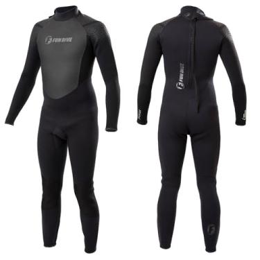 Imagem de Fun Dive Roupa de Mergulho Wailea, Neoprene 3mm, Preto, Unissex, com Zíper YKK, para Mergulho, Surf e Pesca, com Joelheiras Supratex (Médio)