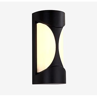 Imagem de Lanterna de parede externa cilíndrica simples e moderna, acabamento preto fosco, corpo da lâmpada, luz de parede 3000K, design de luz quente, lâmpada de parede usada em foyer, quintal, jardi