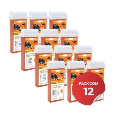 Imagem de Kit c/12 Ceras Depilatória Refil Roll On Depilflax Mamão 100g