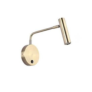 Imagem de Luminária de parede moderna com braço de arandela e interruptor, luminária de parede ajustável LED, luminária de cabeceira nórdica para sala de estar, quarto, cabeceira de leitura (bronze)