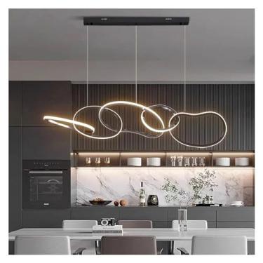 Imagem de Luzes pendentes de anéis em V reguláveis compatíveis com sala de jantar, sala de jantar, ilha de cozinha, lustres simples, iluminação interna, luminária pendente de teto LED