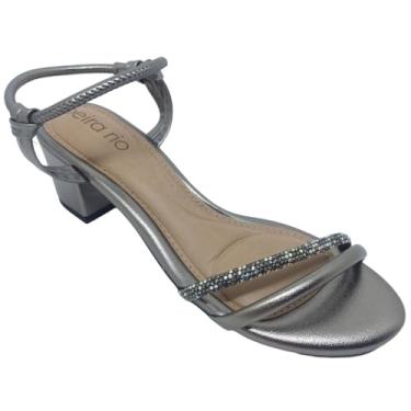 Imagem de Beira Rio, Sandália Beira Rio Feminino Napa Strass Salto 6cm Casual (Grafite/Preto/Aurora Boreal, BR, Adulto, Numérico, 38)
