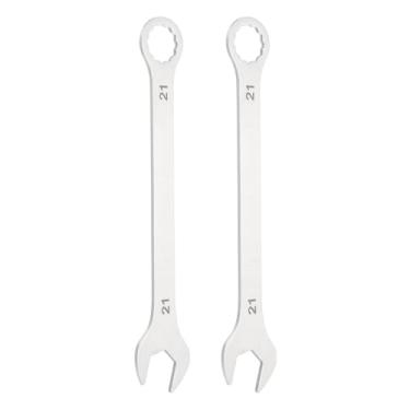 Imagem de HARFINGTON 2 chaves combinadas superfinas de 21 mm, caixa métrica de 12 pontos e chave inglesa de extremidade dupla de aço inoxidável de extremidade aberta para reparo de móveis de tubos automotivos