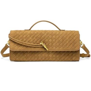 Imagem de Aligoo Bolsa feminina de camurça para noite, bolsa clutch de tecido, bolsa transversal com fivela de metal 2025, Verde turquesa, One Size